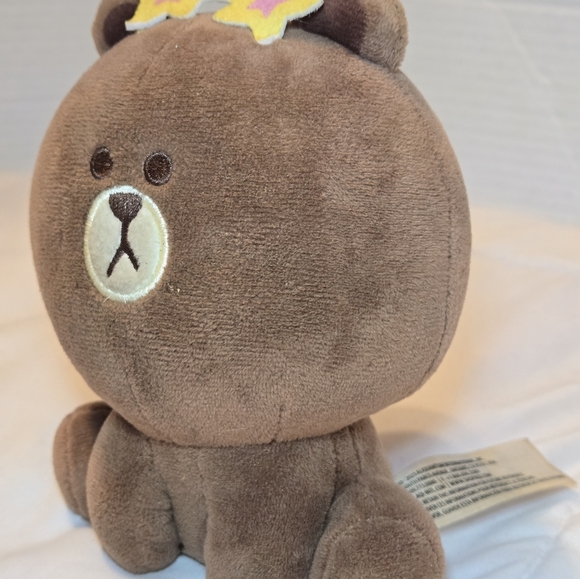 Official Licensed Authentic Line Friends 6" Brown w/ Star Shape Sunglasses Plush - Picture 3 of 7